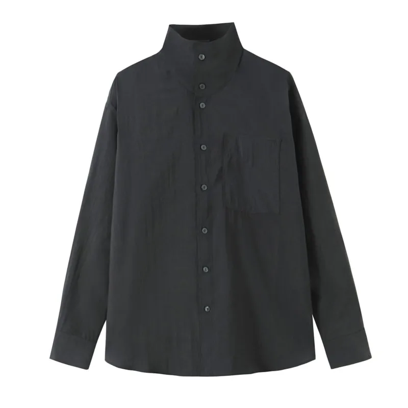 Женские повседневные рубашки: весенняя новинка, модные блузки с высоким воротом и длинными рукавами, свободные однобортные топы в уличном стиле
Женские повседневные рубашки: весенняя новинка, модные блузки с высоким воротом и длинными рукавами, свободные однобортные топы в уличном стиле