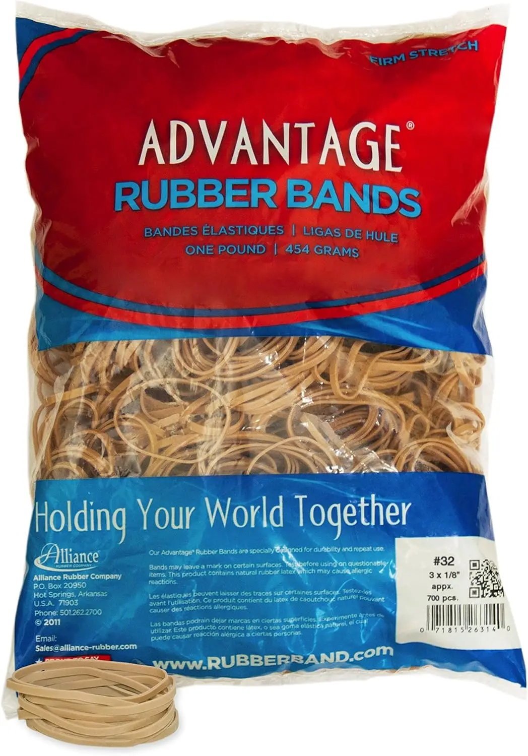 Size #32 Rubber Bands, 1 lb Bag (Approx. 700 Bands) 3" x 1/8", Natural Crepe, Beige
Size #32 Rubber Bands, 1 lb Bag (Approx. 700 Bands) 3" x 1/8", Natural Crepe, Beige