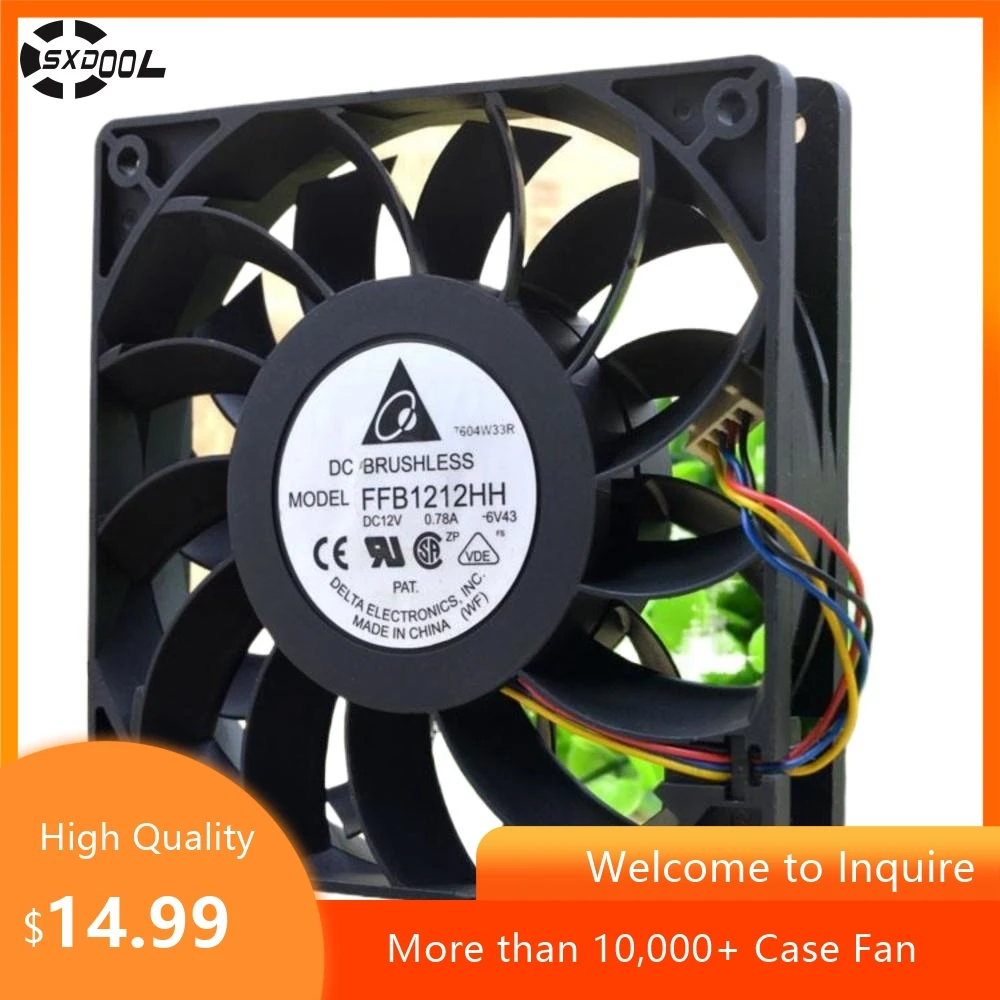 FFB1212HH 120mm Case Fan for Delta Cooling 12CM 12V 0.78A 4-Wire PWM 12025 High Speed Large Air Flow Dual Ball Bearing
FFB1212HH 120mm Case Fan for Delta Cooling 12CM 12V 0.78A 4-Wire PWM 12025 High Speed Large Air Flow Dual Ball Bearing