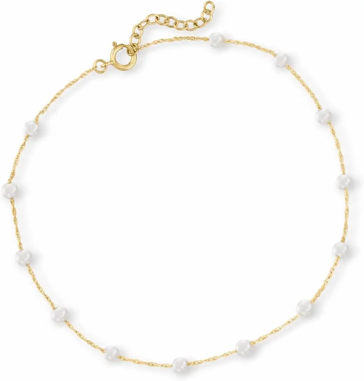 Ross-Simons 3-3.5mm Cultured Pearl Station Anklet in 10kt Yellow Gold. 9 inches
Ross-Simons 3-3.5mm Cultured Pearl Station Anklet in 10kt Yellow Gold. 9 inches