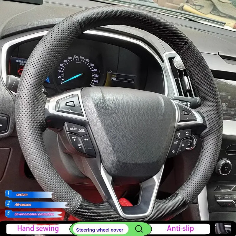 Сшитый вручную черный кожаный чехол на руль из углеродного волокна для Ford Mondeo Fusion 2013-2019 EDGE 2015-2019
Сшитый вручную черный кожаный чехол на руль из углеродного волокна для Ford Mondeo Fusion 2013-2019 EDGE 2015-2019