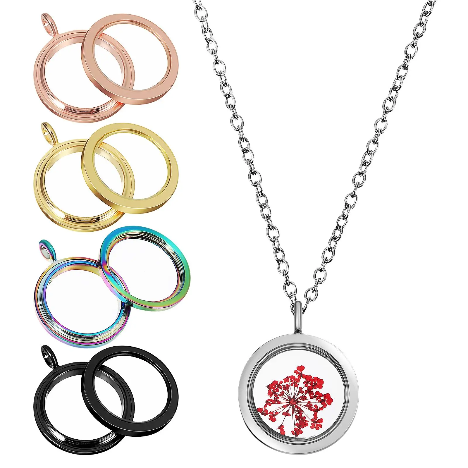 5 Pcs Photo Locket Pendant 30mm Clear Round Double Sided Frame Alloy Charms Various Colors Easy Jewelry Making
5 Pcs Photo Locket Pendant 30mm Clear Round Double Sided Frame Alloy Charms Various Colors Easy Jewelry Making