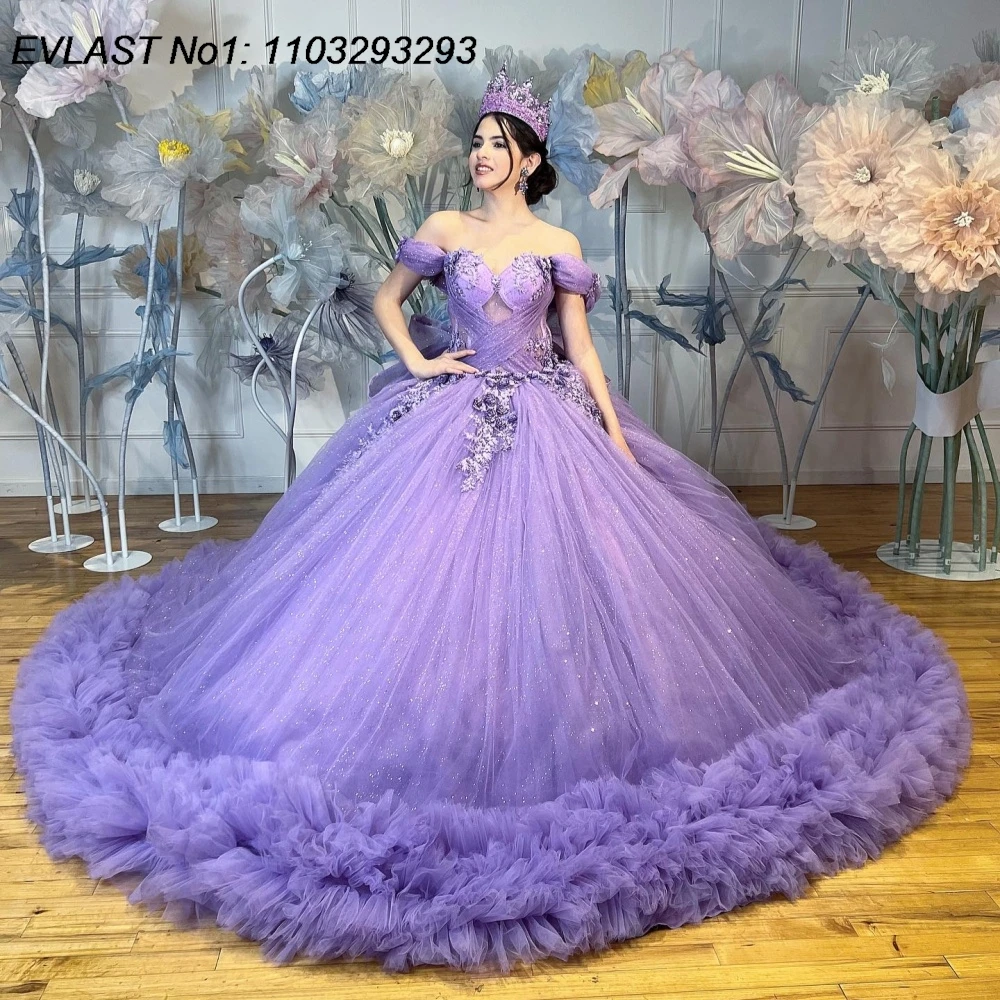 EVLAST индивидуальное мексиканское сиреневое платье Quinceanera, бальное платье с блестящей кружевной аппликацией и бантом из бисера, Sweet 16, Vestidos De 15 Anos E1QN800
EVLAST индивидуальное мексиканское сиреневое платье Quinceanera, бальное платье с блестящей кружевной аппликацией и бантом из бисера, Sweet 16, Vestidos De 15 Anos E1QN800