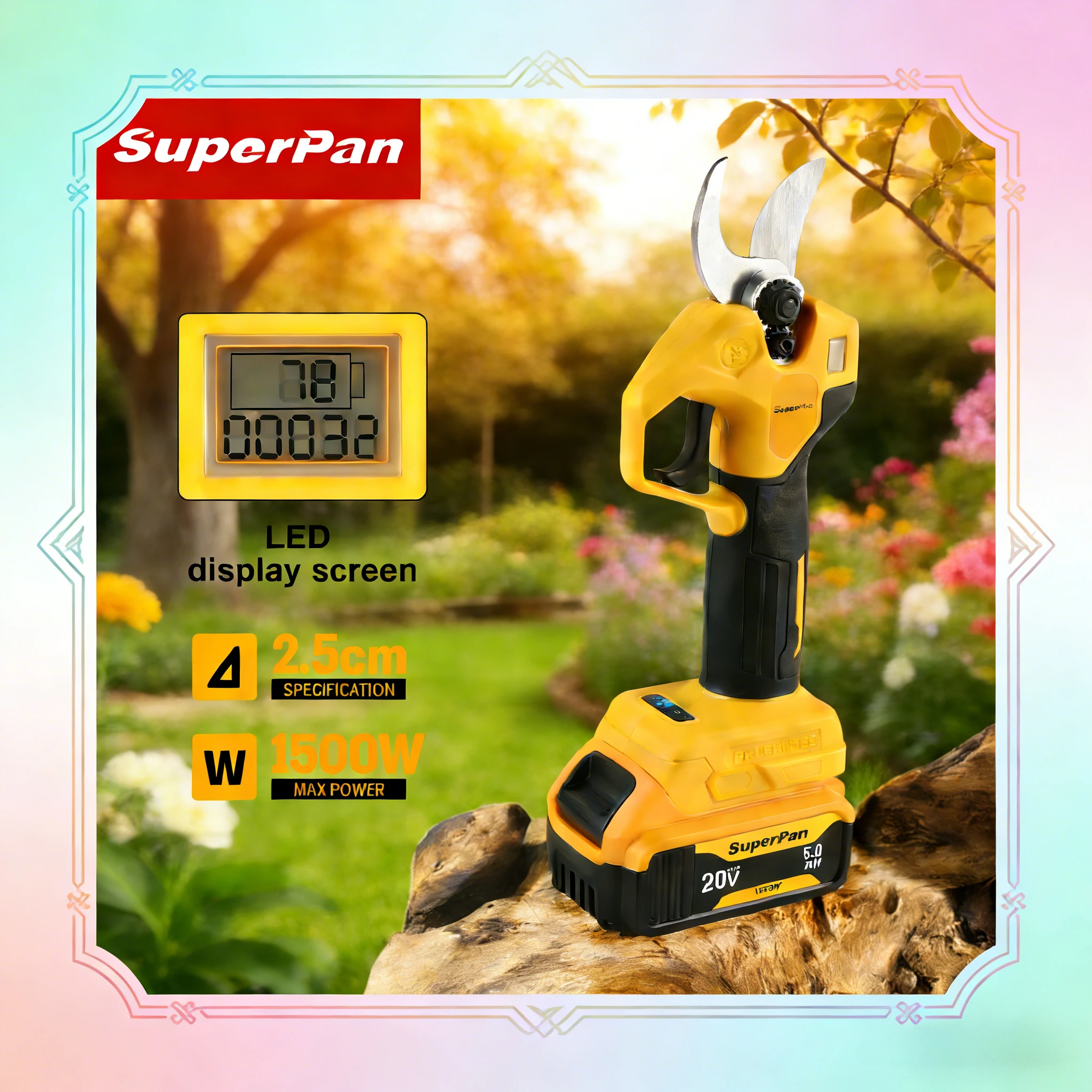 Электрические секаторы SuperPan, ножницы для обрезки деревьев и бамбука из стали SK5, бесщеточные, для аккумулятора DeWalt 20V.
Электрические секаторы SuperPan, ножницы для обрезки деревьев и бамбука из стали SK5, бесщеточные, для аккумулятора DeWalt 20V.