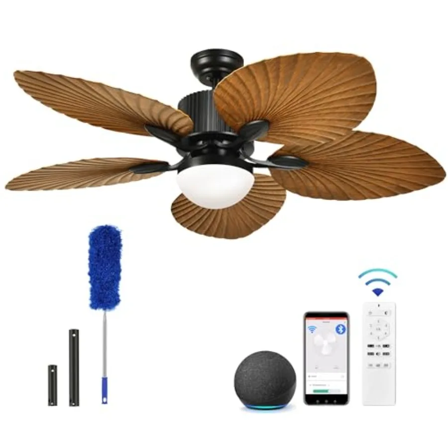 Tropical Ceiling Fan with Lights, 3 Ways Control, Dimmable 52 Inch Ceiling fan with Cleaner Duster, Smart Ceiling Fan Compatibl
Tropical Ceiling Fan with Lights, 3 Ways Control, Dimmable 52 Inch Ceiling fan with Cleaner Duster, Smart Ceiling Fan Compatibl