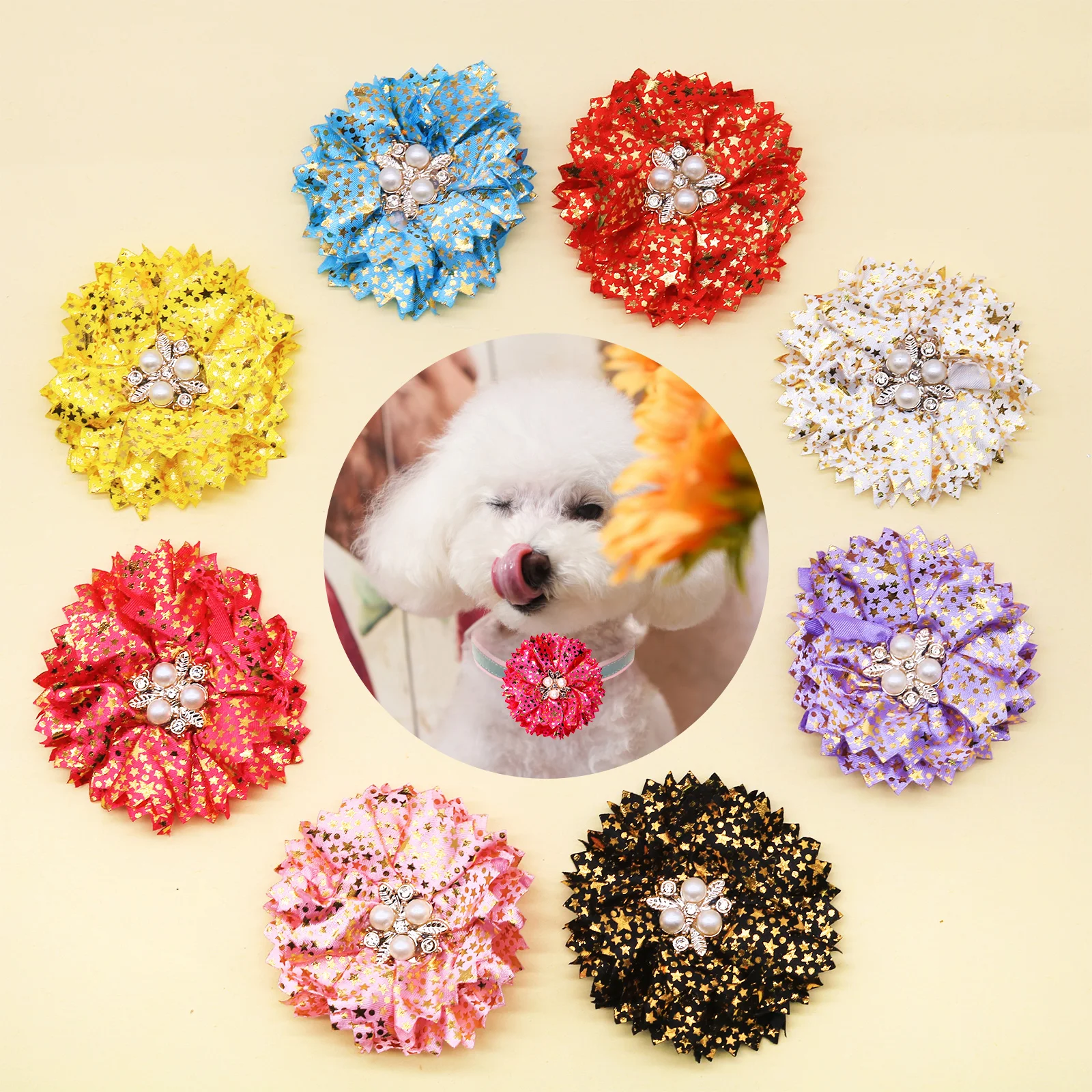 100PCS Fashion Golden Star Bows Slidable Dog Collar Big Flower-Collar Dog Supplies Fashion Dog Bow Tie Pet Accessories
100PCS Fashion Golden Star Bows Slidable Dog Collar Big Flower-Collar Dog Supplies Fashion Dog Bow Tie Pet Accessories