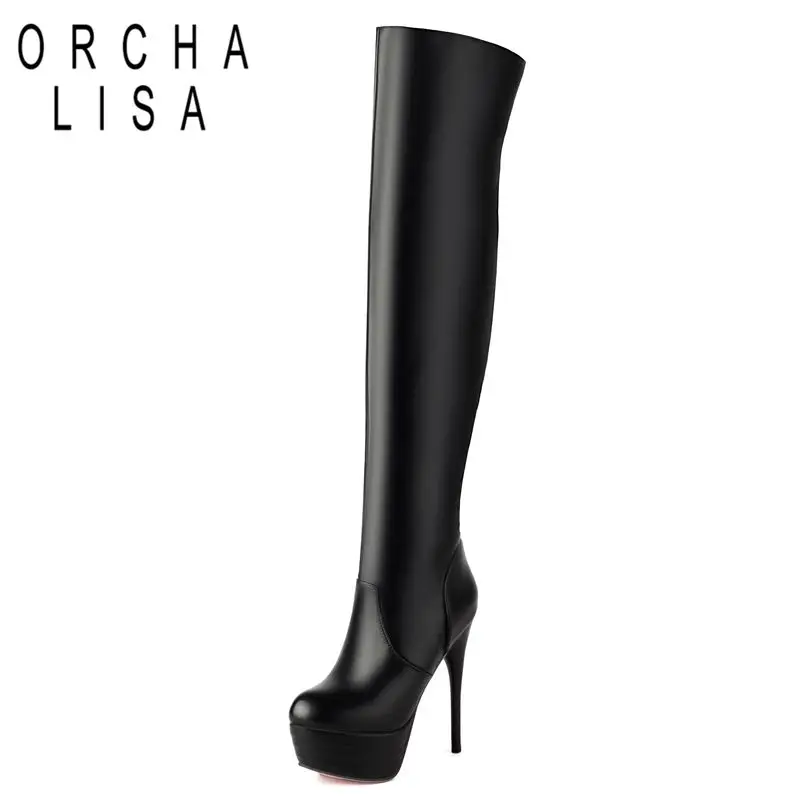 ORCHALISA Women's Sexy Stretch Thigh Boots Round Toe 12cm Stiletto Heel Platform Zipper Plus Size 44-46 Party Club Dancing Shoes
ORCHALISA Women's Sexy Stretch Thigh Boots Round Toe 12cm Stiletto Heel Platform Zipper Plus Size 44-46 Party Club Dancing Shoes