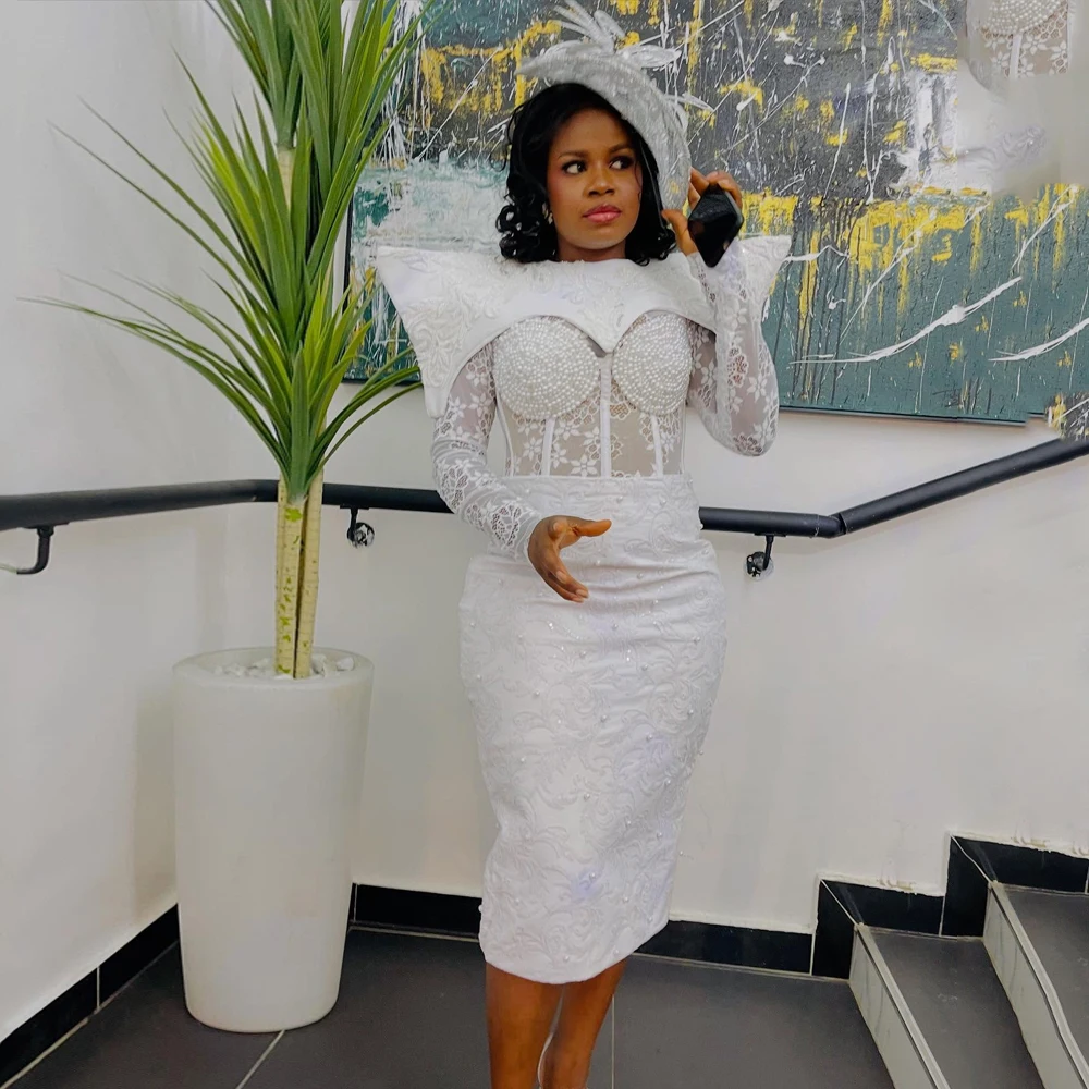 Africa Beaded Wdding Dress 2025 Luxury O-Neck Applique Mermaid Lace Civil Bride Gowns Customized Full Sleeve vestido de noiva
Africa Beaded Wdding Dress 2025 Luxury O-Neck Applique Mermaid Lace Civil Bride Gowns Customized Full Sleeve vestido de noiva