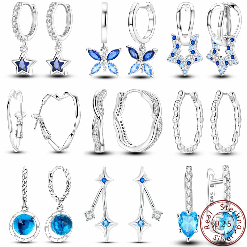 2024 New Real 925 Sterling Silver Earrings Blue Zircon Butterfly Silver Hoop Earrings Wedding Party Girlfriend Birthday Gift
2024 New Real 925 Sterling Silver Earrings Blue Zircon Butterfly Silver Hoop Earrings Wedding Party Girlfriend Birthday Gift