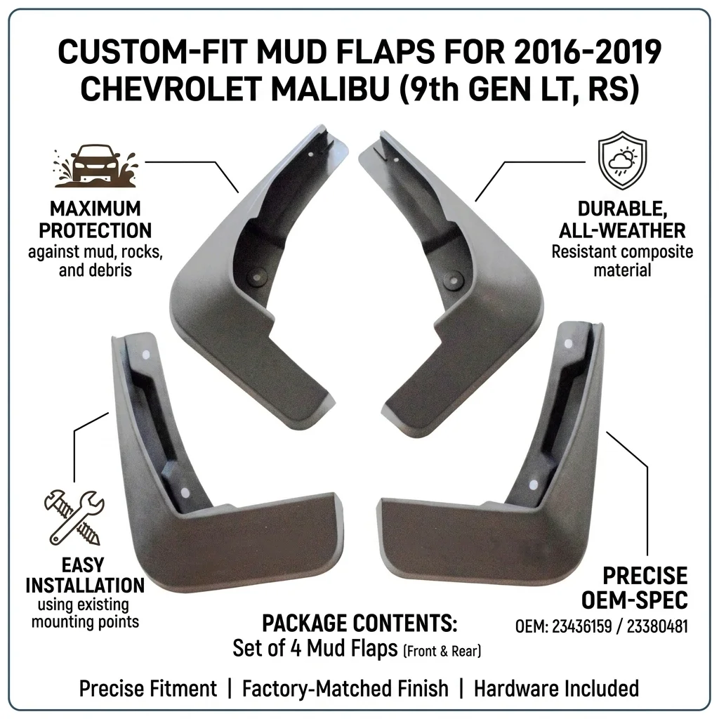 Paitime Mud Flaps For 2016-2019 Chevrolet Malibu LT, Malibu RS, Ninth Generation Front Rear Mudguards Splash Guards Fender Flares no drilling
Paitime Mud Flaps For 2016-2019 Chevrolet Malibu LT, Malibu RS, Ninth Generation Front Rear Mudguards Splash Guards Fender Flares no drilling
