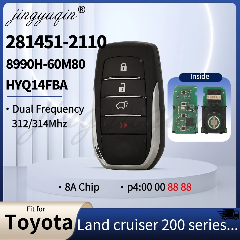 281451-2110 Keyless Smart Remote Car Key Fob 312/314MHz 8A Chip P4=88 For Toyota Land Cruiser 200 series 2110 Denso HYQ14FBA
281451-2110 Keyless Smart Remote Car Key Fob 312/314MHz 8A Chip P4=88 For Toyota Land Cruiser 200 series 2110 Denso HYQ14FBA