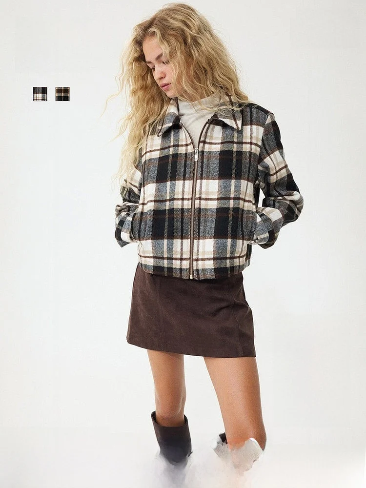 H&M Women's Plaid irt Sle Jaet Winter ort Outerwear Turn-down Collar Briti Sle Ladies Faion Polyester Blend
H&M Women's Plaid irt Sle Jaet Winter ort Outerwear Turn-down Collar Briti Sle Ladies Faion Polyester Blend