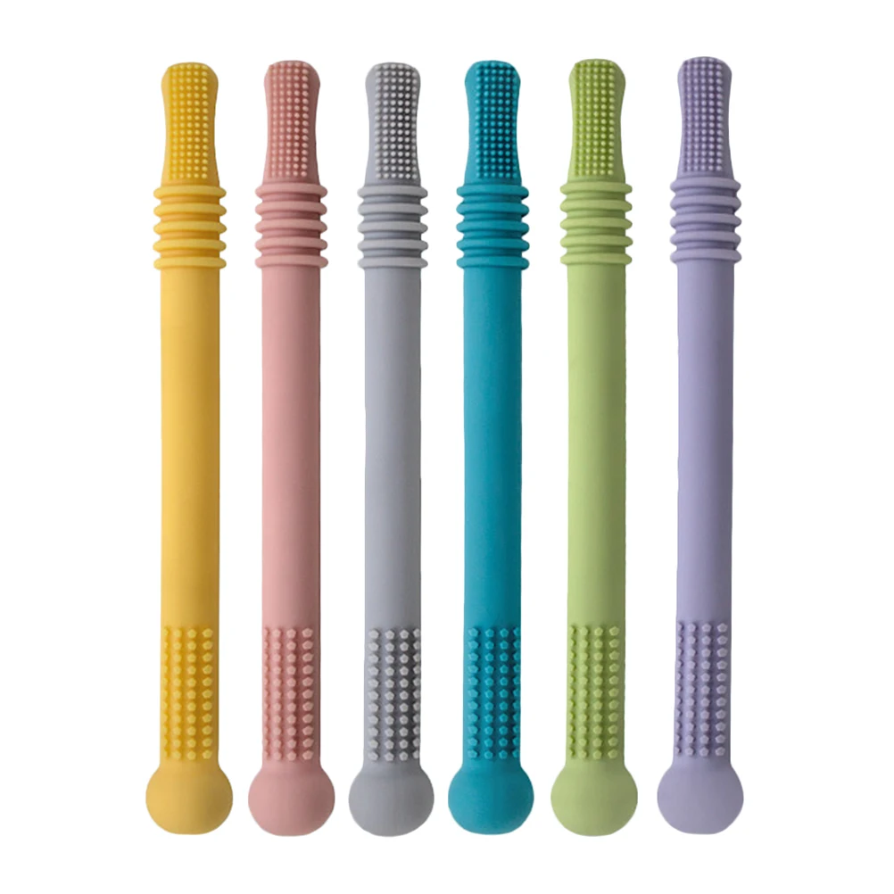 6pcs Teething Stick Baby Oral Sticks Food Grade Soft Silicone Straw Straws Teethers Molar Relief Pink Yellow Purple
6pcs Teething Stick Baby Oral Sticks Food Grade Soft Silicone Straw Straws Teethers Molar Relief Pink Yellow Purple