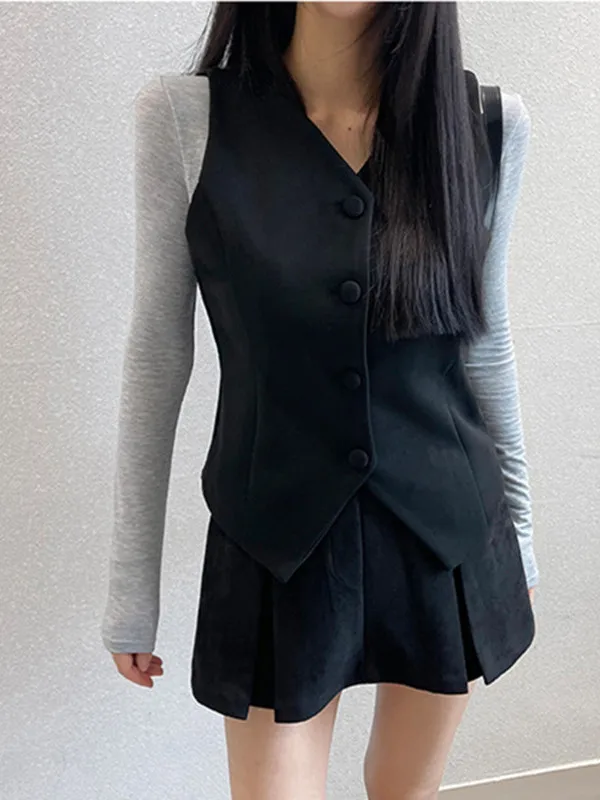 Bla Single-Button Vest Jaet And Pleated Skirt Two-Piece Set for Women Sli Korean Faion Autumn Outfit
Bla Single-Button Vest Jaet And Pleated Skirt Two-Piece Set for Women Sli Korean Faion Autumn Outfit