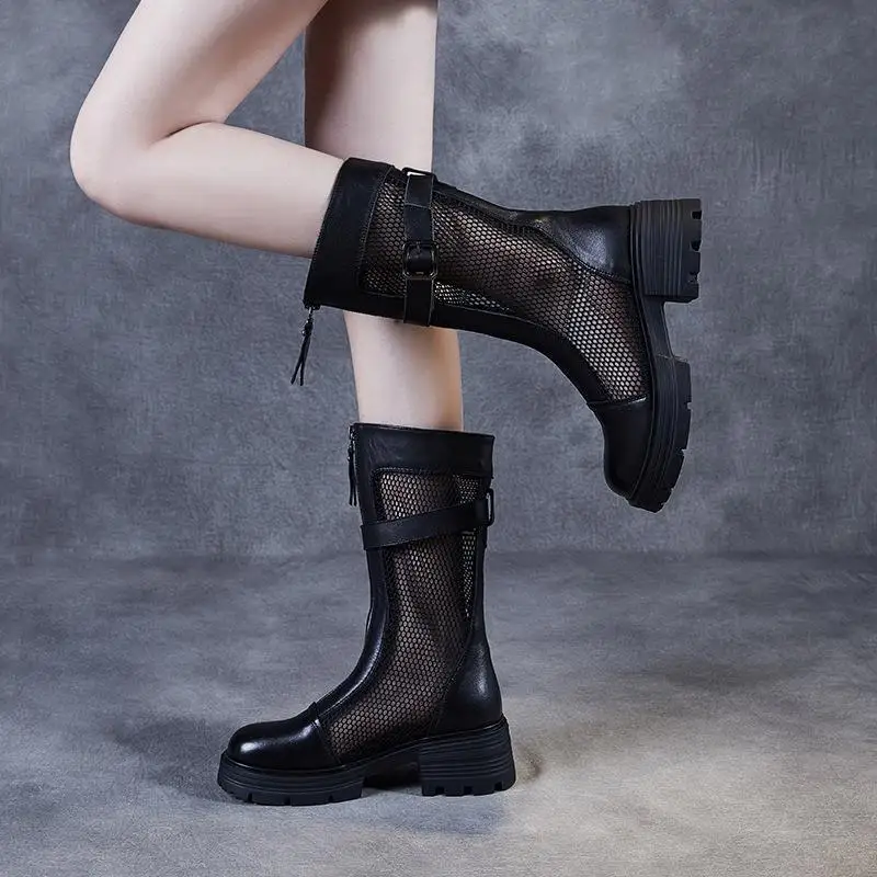 Women's Hollow out Boots Thin Leather Mesh Breathable Slimming Summer Shoes British Style Low Cut Rubber Uppers
Women's Hollow out Boots Thin Leather Mesh Breathable Slimming Summer Shoes British Style Low Cut Rubber Uppers