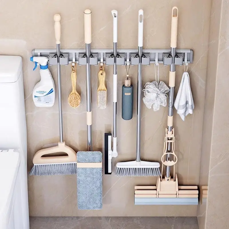 Strong Wall-Mounted Broom And Mop Holder for Bathroom And Balcony No-Nail Design Modern Simple Style Storage Organization
Strong Wall-Mounted Broom And Mop Holder for Bathroom And Balcony No-Nail Design Modern Simple Style Storage Organization