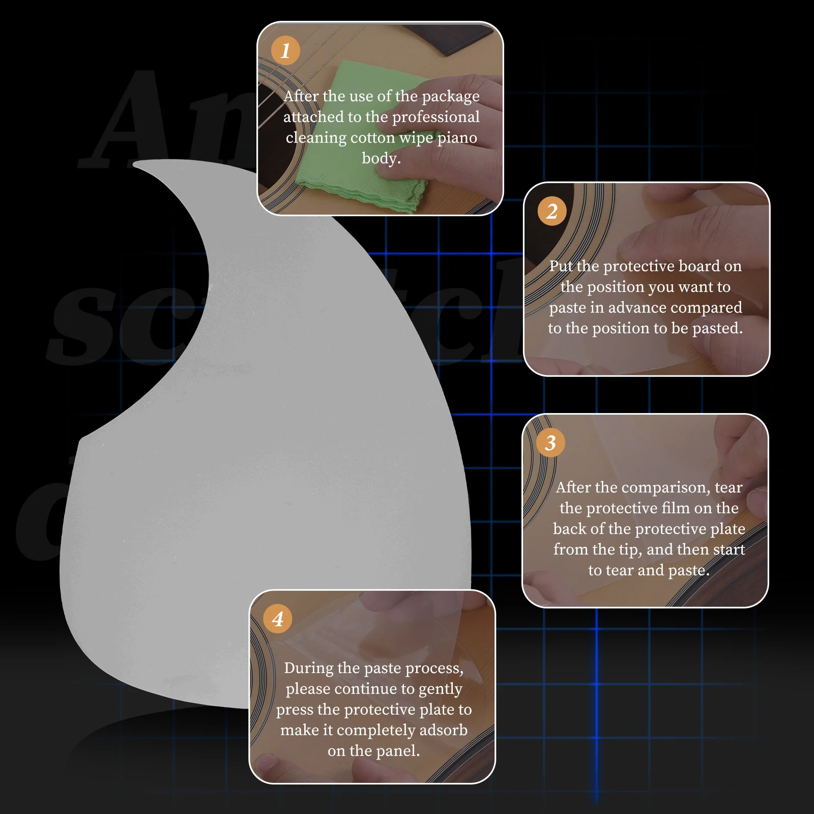 1Set Guitar Pickguard Transparent Self-Adhesive Anti-Scratching Protective Sticker Durable Guitar Accessory Pickguard Decal 
1Set Guitar Pickguard Transparent Self-Adhesive Anti-Scratching Protective Sticker Durable Guitar Accessory Pickguard Decal