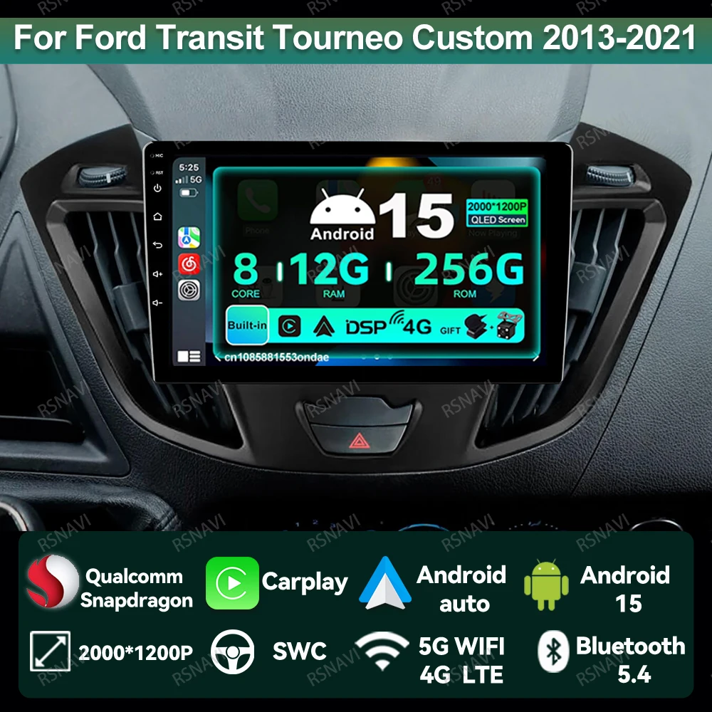 Car Radio Android 15 For Ford Transit Tourneo Custom 2013-2021 BT Stereo GPS Viedo Player DVD Qualcomm Wireless Carplay Auto DSP
Car Radio Android 15 For Ford Transit Tourneo Custom 2013-2021 BT Stereo GPS Viedo Player DVD Qualcomm Wireless Carplay Auto DSP