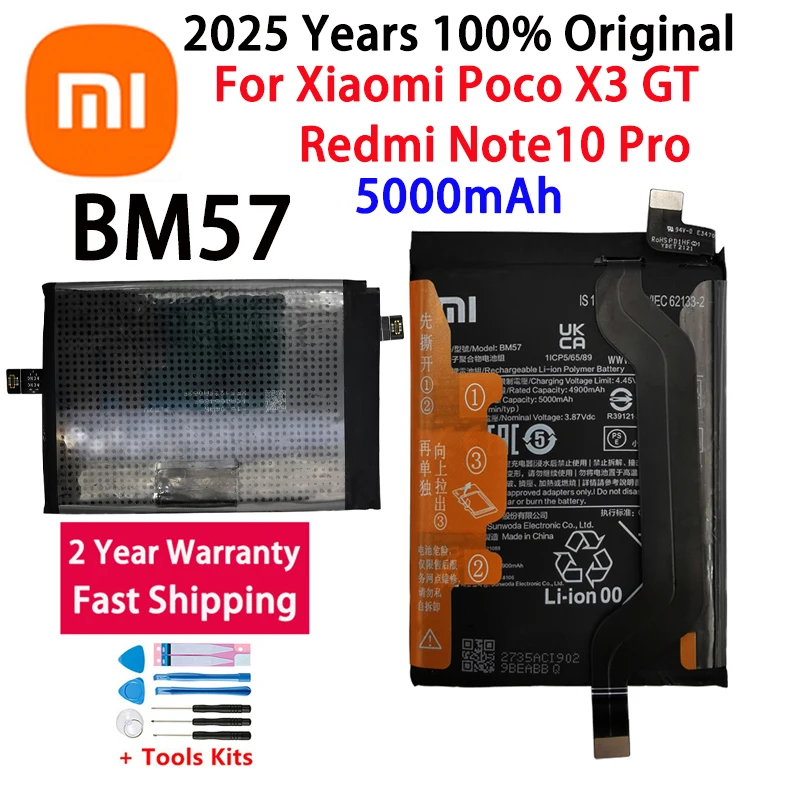 2025 лет, 100% оригинальный аккумулятор высокого качества BM57 для Xiaomi Poco X3 GT Redmi Note 10 Pro, 5000 мАч, аккумуляторы для телефона
2025 лет, 100% оригинальный аккумулятор высокого качества BM57 для Xiaomi Poco X3 GT Redmi Note 10 Pro, 5000 мАч, аккумуляторы для телефона