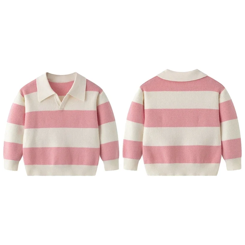 4-7Y Baby Girls Fall Winter Striped Lapel Sweater Kids Lapel Collar Pullover Knitted Striped Top Casual Loose Fashion Sweater
4-7Y Baby Girls Fall Winter Striped Lapel Sweater Kids Lapel Collar Pullover Knitted Striped Top Casual Loose Fashion Sweater