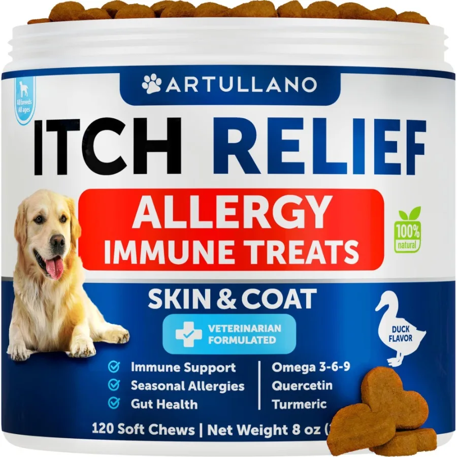 Dog Allergy Relief Chews Itching Skin Relief for Dogs Fish Oil Omega 3 Seasonal Allergies Pills Skin Coat Anti ItchHot Spots Tr
Dog Allergy Relief Chews Itching Skin Relief for Dogs Fish Oil Omega 3 Seasonal Allergies Pills Skin Coat Anti ItchHot Spots Tr