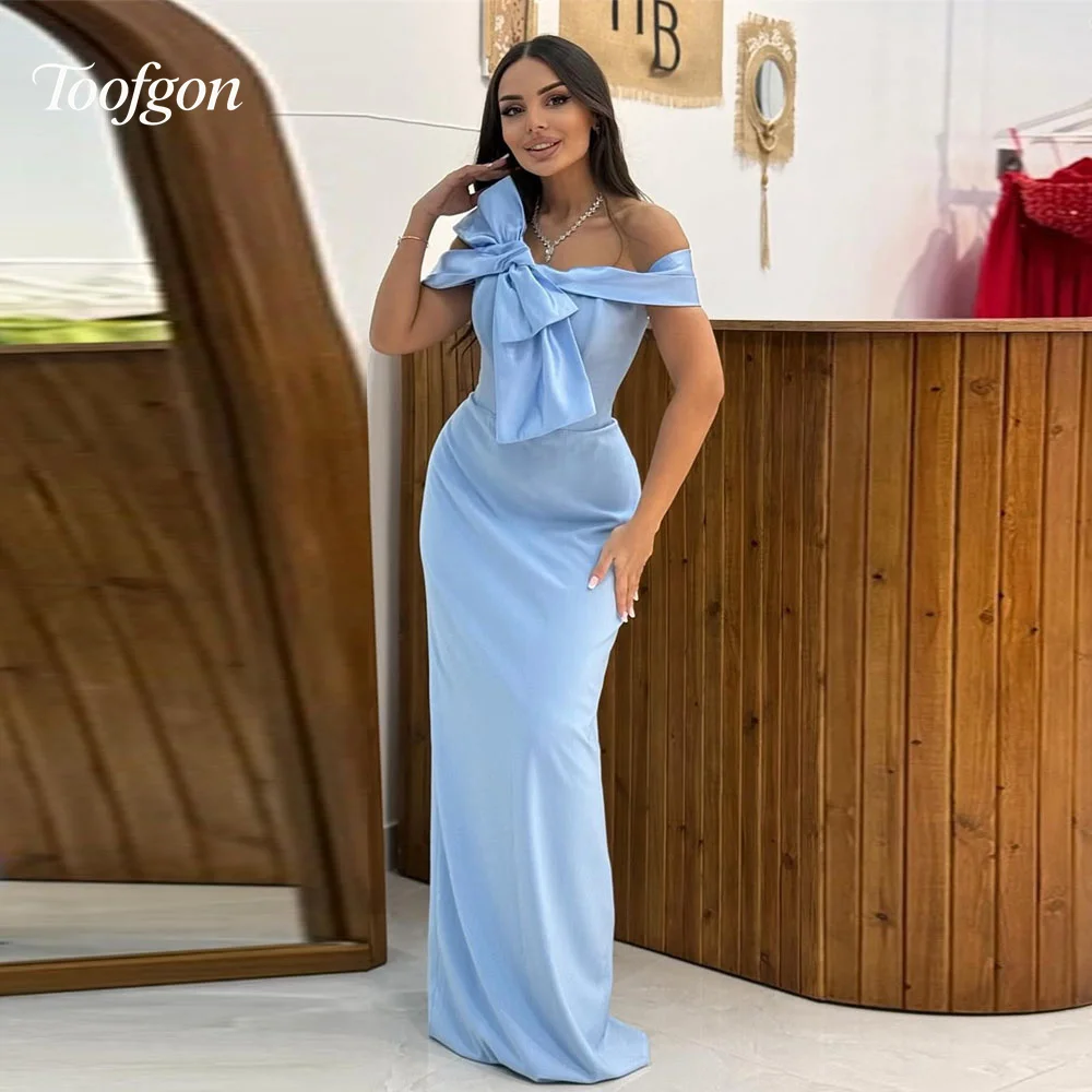 Toofgon Blue Mermaid Satin Customized Evening Dresses For Women Off Shoulder Bow Prom Gowns 2025 Formal Occasion Party Dress
Toofgon Blue Mermaid Satin Customized Evening Dresses For Women Off Shoulder Bow Prom Gowns 2025 Formal Occasion Party Dress