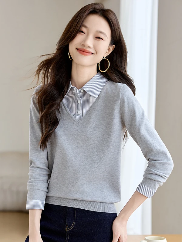 Женская вязаная кофта с длинным рукавом, воротником и вставками в стиле пэчворк, модный дизайн, топ в стиле «Маленький аромат», осенняя новинка
Женская вязаная кофта с длинным рукавом, воротником и вставками в стиле пэчворк, модный дизайн, топ в стиле «Маленький аромат», осенняя новинка