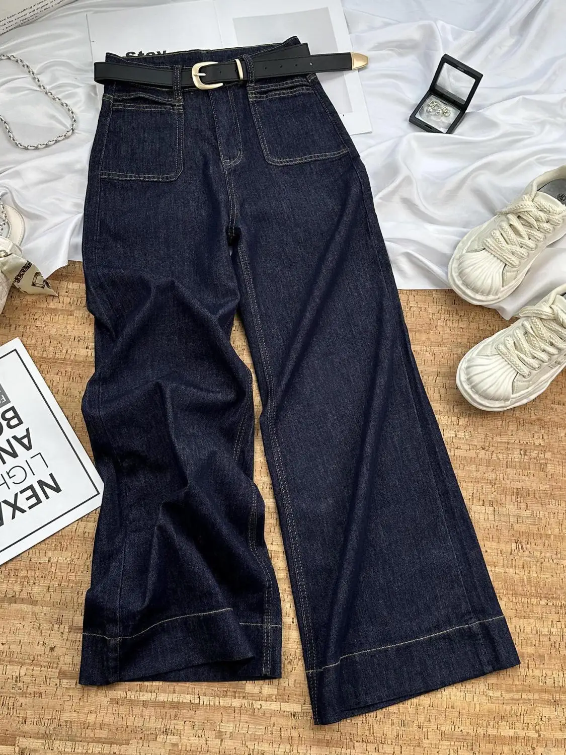 Blue Wide-leg Jeans Women's Autumn 2025 New High-waisted Thin Loose Drape Narrow Straight-leg Floor Pants Streetwear Women
Blue Wide-leg Jeans Women's Autumn 2025 New High-waisted Thin Loose Drape Narrow Straight-leg Floor Pants Streetwear Women