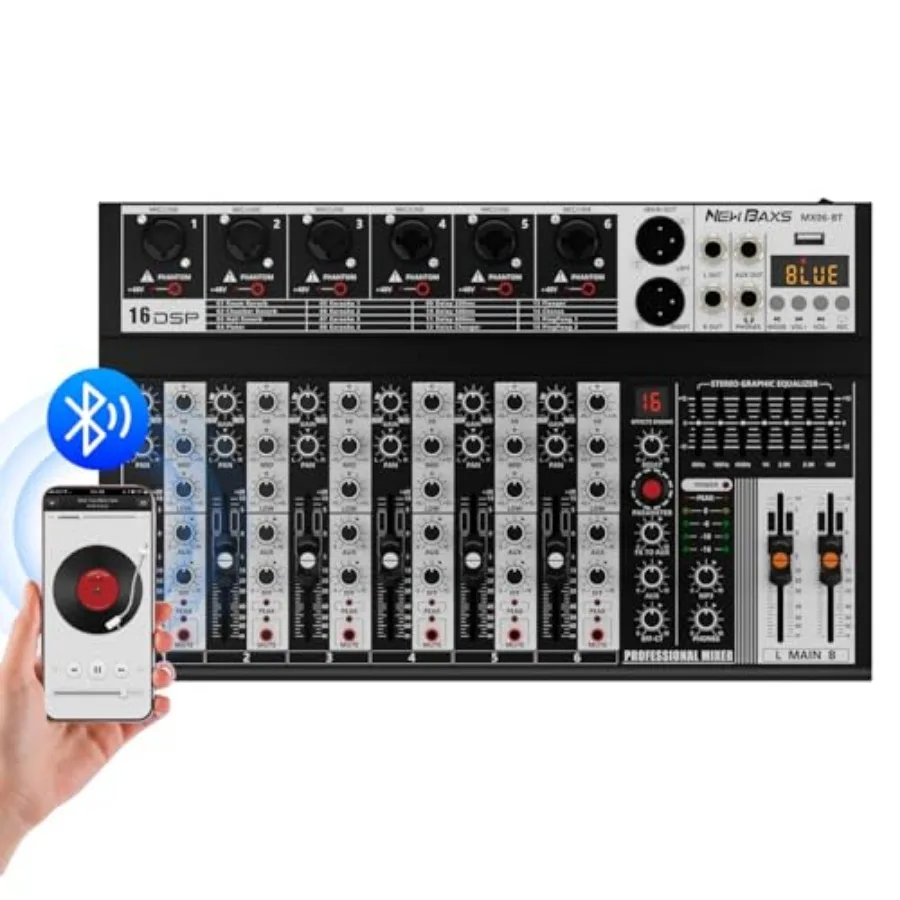 Professional Audio Mixer6 Channel Audio Interface Sound Board Mixing Console System with Monitor 16 DSP DJ Bluetooth Mixer Reve
Professional Audio Mixer6 Channel Audio Interface Sound Board Mixing Console System with Monitor 16 DSP DJ Bluetooth Mixer Reve