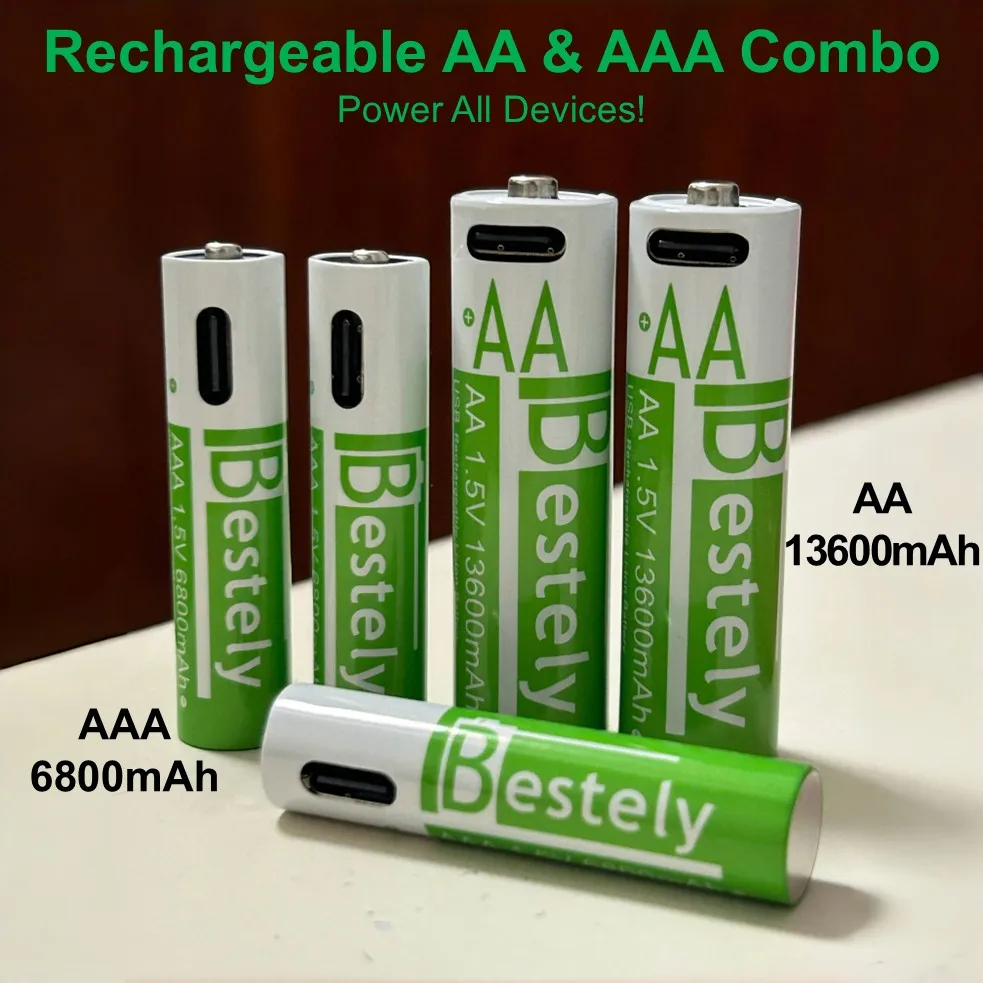 Long-lasting AA and AAA Lithium Batteries with USB-C Fast Charging, Durable Combo Double A and Triple A Rechargeable Batteries
Long-lasting AA and AAA Lithium Batteries with USB-C Fast Charging, Durable Combo Double A and Triple A Rechargeable Batteries