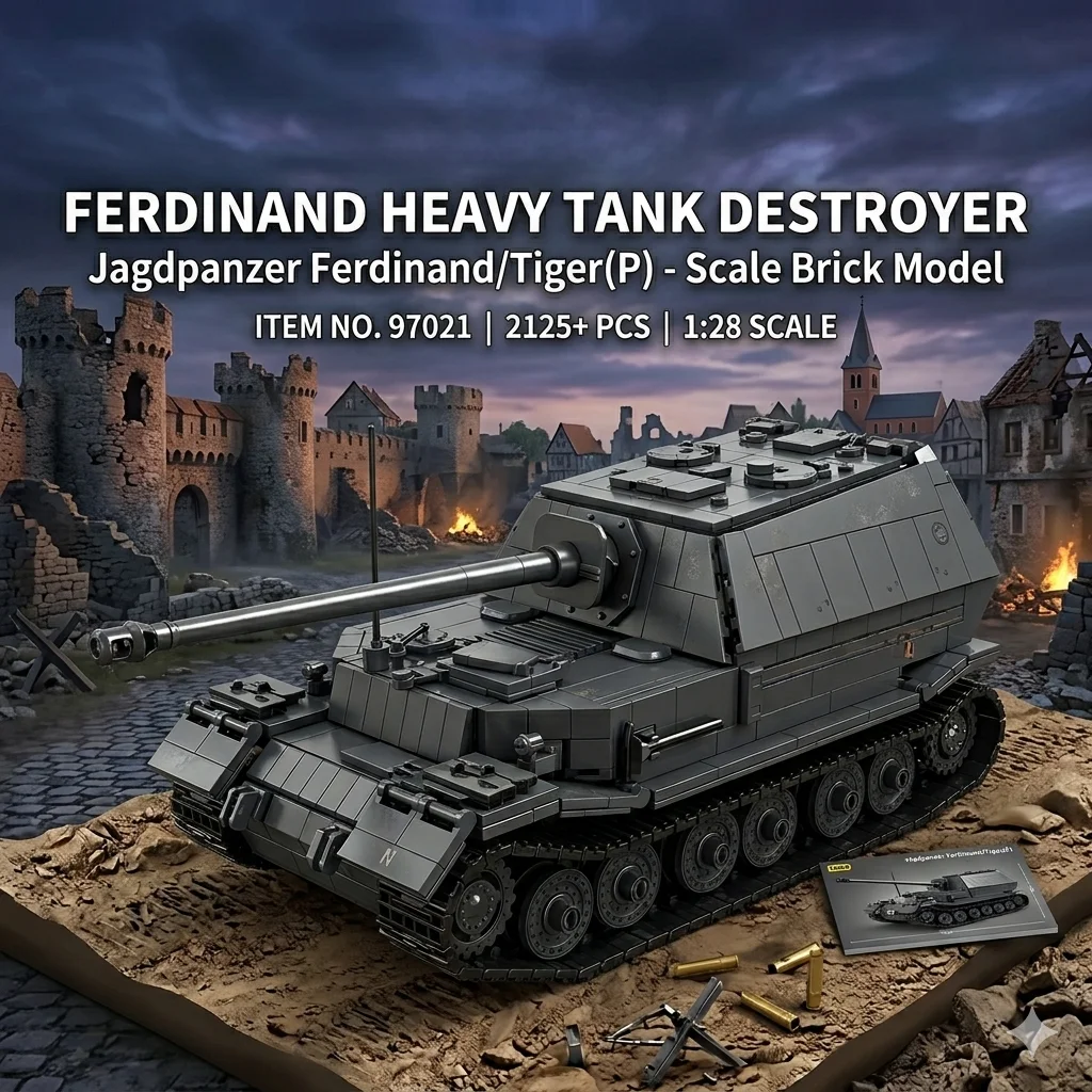 1702PCS MOC Ferdinand Elephant Tank Building Blocks DIY Military Armor Model Bricks World War II Series Collection Toy Adult
1702PCS MOC Ferdinand Elephant Tank Building Blocks DIY Military Armor Model Bricks World War II Series Collection Toy Adult
