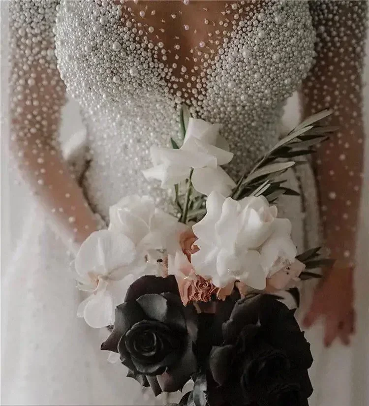 Customized Luxury Full Pearl Beaded Mermaid Wedding Dresses Detachable Train Vintage Long Sleeves Saudi Arabic Plus Size Bridal
Customized Luxury Full Pearl Beaded Mermaid Wedding Dresses Detachable Train Vintage Long Sleeves Saudi Arabic Plus Size Bridal