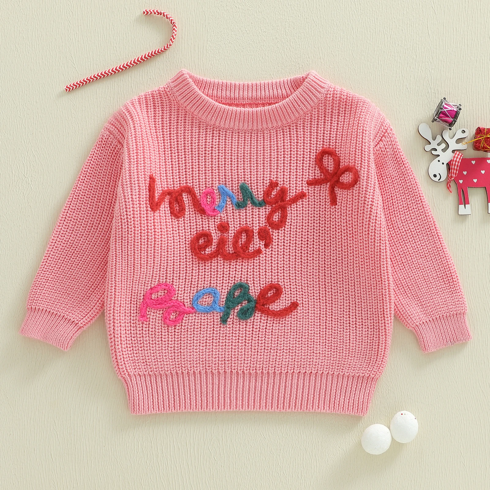 Детский рождественский свитер для девочек с длинными рукавами и круглым вырезом с буквами, теплый зимний свитер, одежда для детей 0-3 лет
Детский рождественский свитер для девочек с длинными рукавами и круглым вырезом с буквами, теплый зимний свитер, одежда для детей 0-3 лет