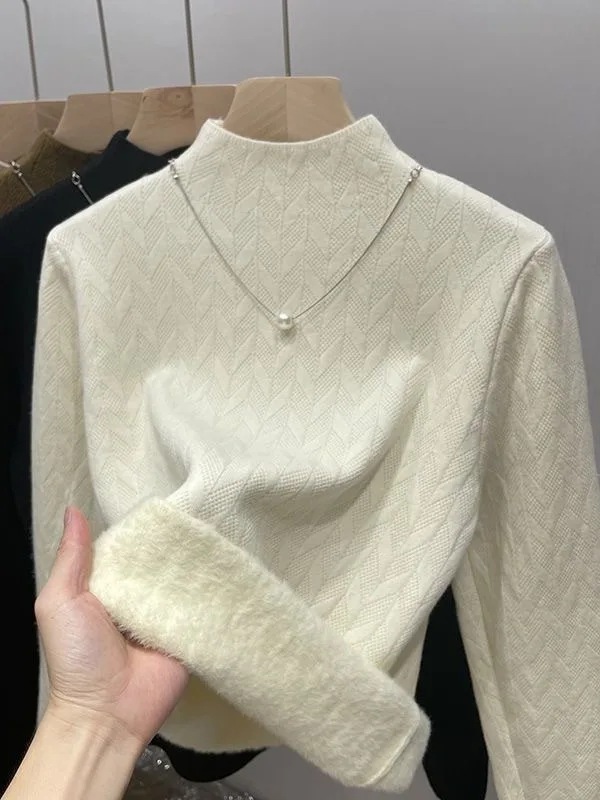 Thiened Fce Knitted Base irt Women's Faionable Trendy f High Collar One-Piece Velvet Warm Thermal Sweater Top
Thiened Fce Knitted Base irt Women's Faionable Trendy f High Collar One-Piece Velvet Warm Thermal Sweater Top