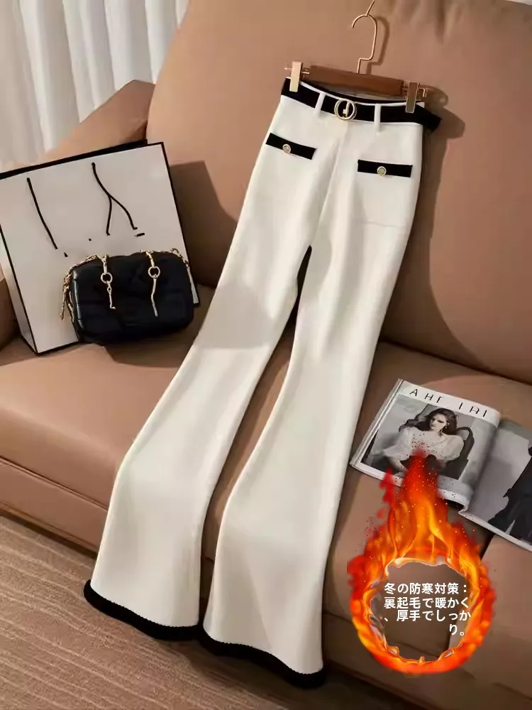 Ladies Thickened Fleece Lined Draped Pants High Waist Straight Leg Long Trousers Elegant Style Online Exclusive plus Size White
Ladies Thickened Fleece Lined Draped Pants High Waist Straight Leg Long Trousers Elegant Style Online Exclusive plus Size White