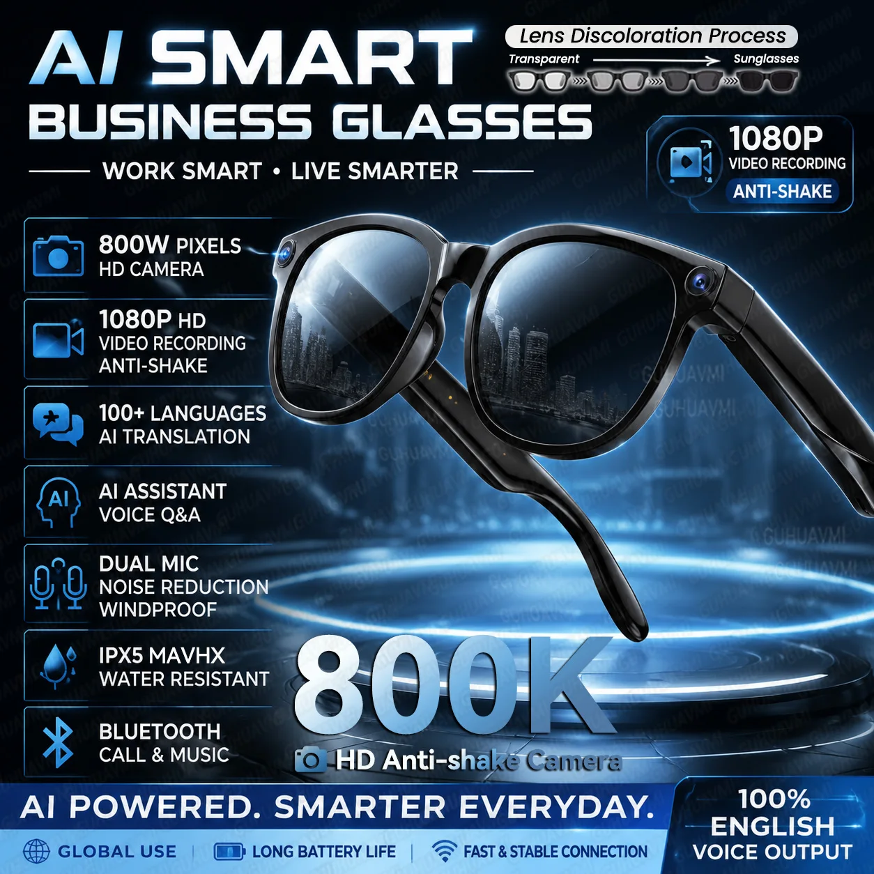 2026 800W Pixel HD Smart Glasses Men 1080P Video&Picture Capture ChatGPT Real-time Translation UV Protection Sunglasses Women
2026 800W Pixel HD Smart Glasses Men 1080P Video&Picture Capture ChatGPT Real-time Translation UV Protection Sunglasses Women