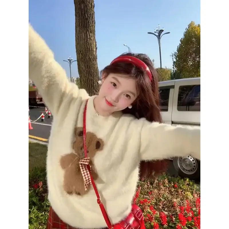 Furry Teddy Bear Knitted Pullovers Women Winter Warm Knitwear Shoujo Girl Aesthetic Kawaii Cute Oversized Christmas Sweaters Y2K
Furry Teddy Bear Knitted Pullovers Women Winter Warm Knitwear Shoujo Girl Aesthetic Kawaii Cute Oversized Christmas Sweaters Y2K