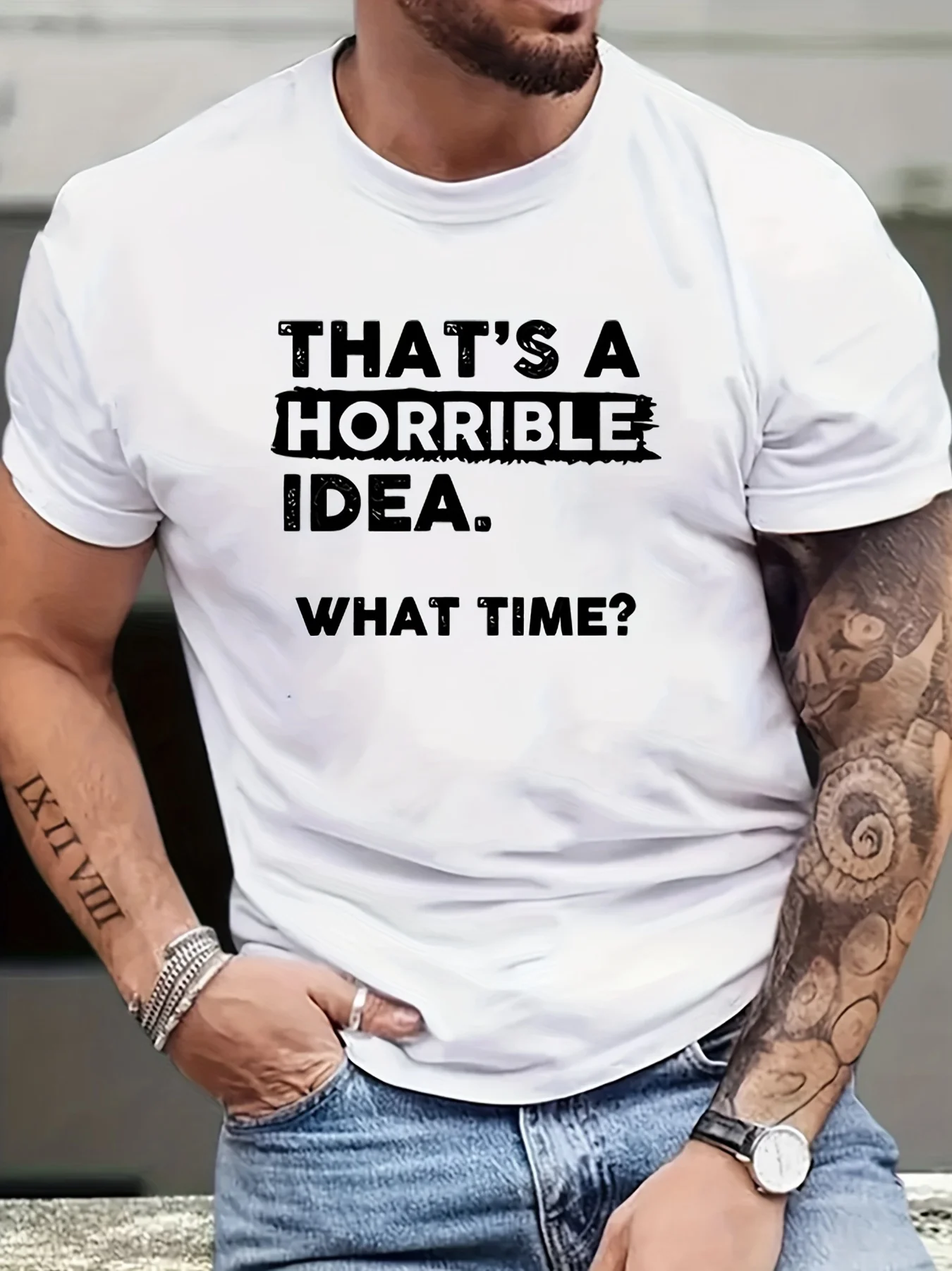 Mens Fashionable Round Neck T-Shirt Polyester Non-Transparent Letter Pattern Machine Washable Suitable for All Seasons
Mens Fashionable Round Neck T-Shirt Polyester Non-Transparent Letter Pattern Machine Washable Suitable for All Seasons