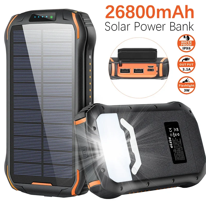 Портативный аккумулятор на солнечной батарее емкостью 26800 мАч типа C, внешний аккумулятор с быстрой зарядкой и кемпинговой лампой для Xiaomi iPhone Samsung
Портативный аккумулятор на солнечной батарее емкостью 26800 мАч типа C, внешний аккумулятор с быстрой зарядкой и кемпинговой лампой для Xiaomi iPhone Samsung