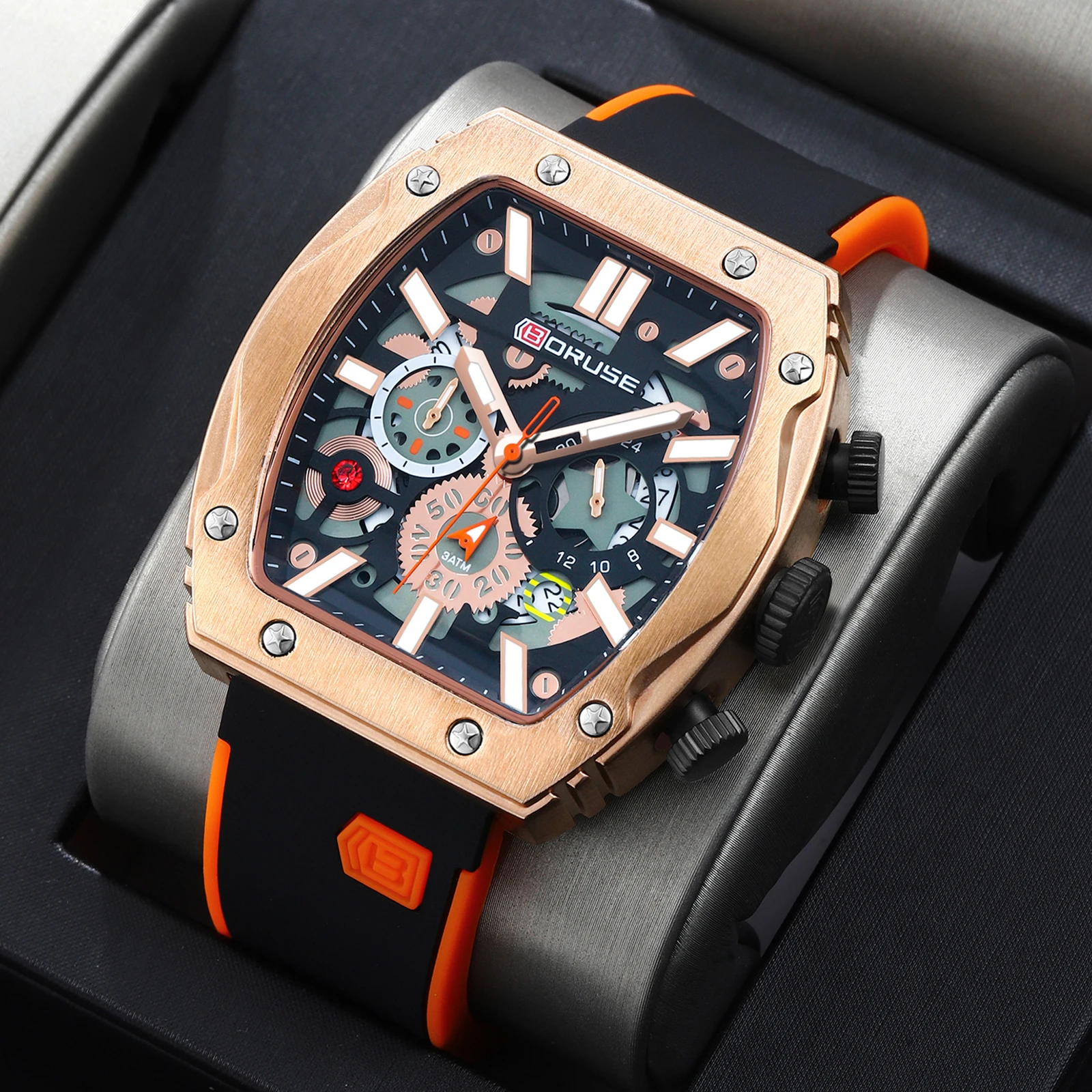 BORUSE 2 Pcs/set of Fashionable Men's Watch Mens Black Orange Silica Strap Necklace Watch Set Quartz Movement Is The Best Choice
BORUSE 2 Pcs/set of Fashionable Men's Watch Mens Black Orange Silica Strap Necklace Watch Set Quartz Movement Is The Best Choice