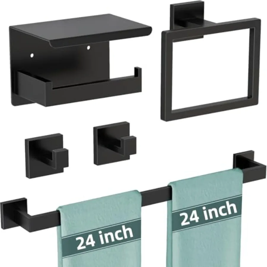 5-Pieces Matte Bathroom Hardware Accories Set, 24 Inch Stainl Steel Towel Racks for Bathroom, Towel Bar Set Towel Ring Coat Hoo
5-Pieces Matte Bathroom Hardware Accories Set, 24 Inch Stainl Steel Towel Racks for Bathroom, Towel Bar Set Towel Ring Coat Hoo
