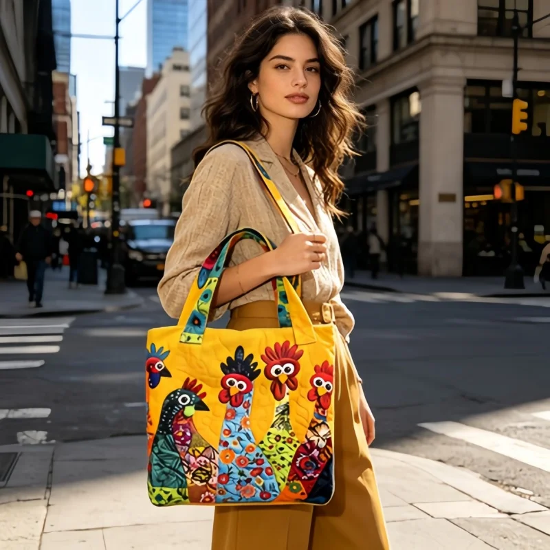 2Pcs Farm Style Chicken Print Tote Bag, Quilted Rooster Design Handbag with Free Cosmetic Pouch, Casual Shoulder Bag
2Pcs Farm Style Chicken Print Tote Bag, Quilted Rooster Design Handbag with Free Cosmetic Pouch, Casual Shoulder Bag