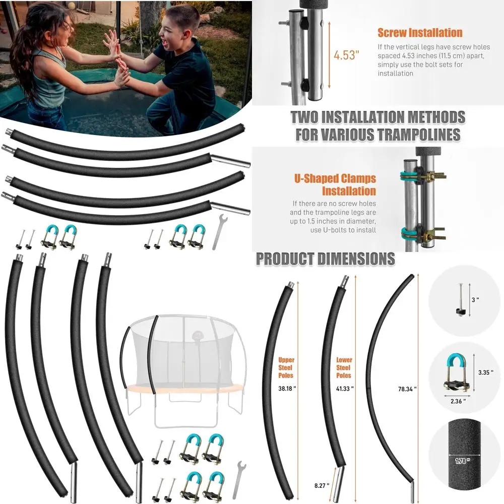 2 шт. изогнутые стержни для батута, универсальные сменные стержни для корпуса батута, подходящие для изогнутой рамы стержня 8-16 футов, в комплект входит пенопласт Sl
2 шт. изогнутые стержни для батута, универсальные сменные стержни для корпуса батута, подходящие для изогнутой рамы стержня 8-16 футов, в комплект входит пенопласт Sl