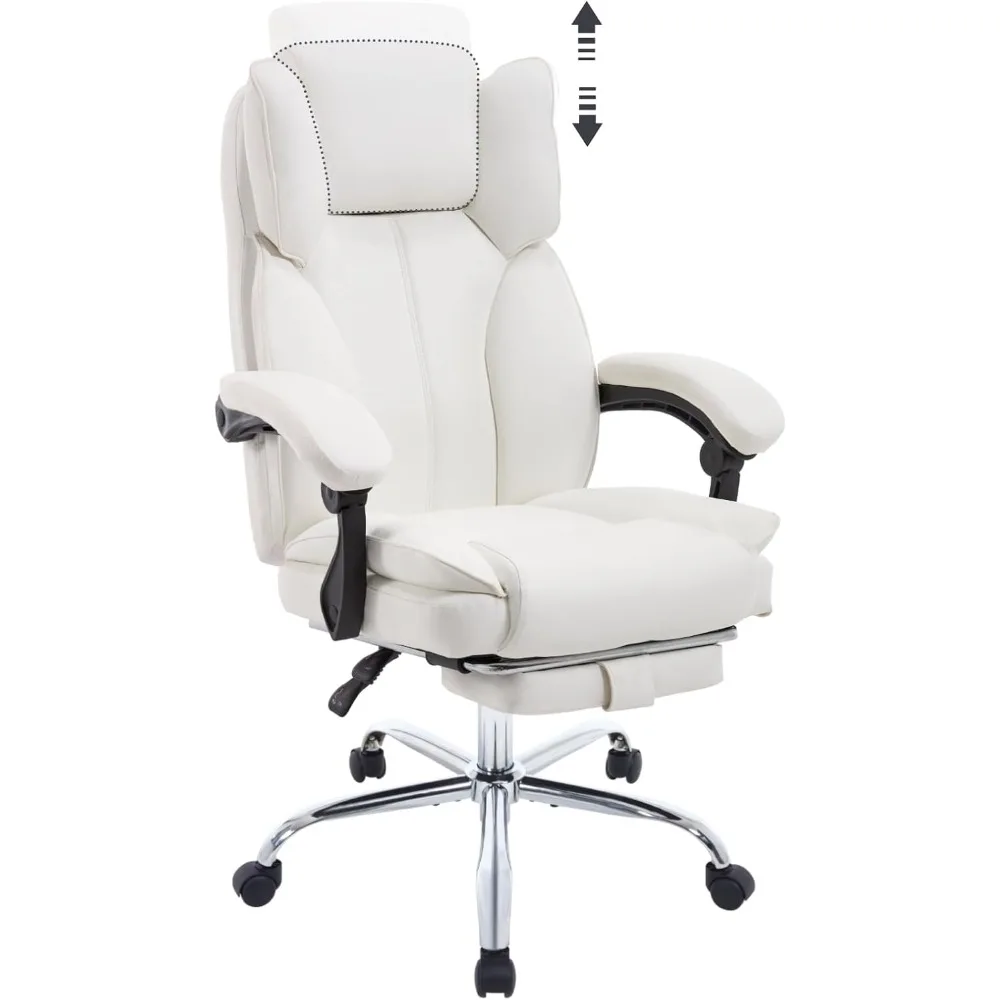 ergonomic high-back leather executive chair with adjustable headrest and retractable footrest for big and tall users
ergonomic high-back leather executive chair with adjustable headrest and retractable footrest for big and tall users