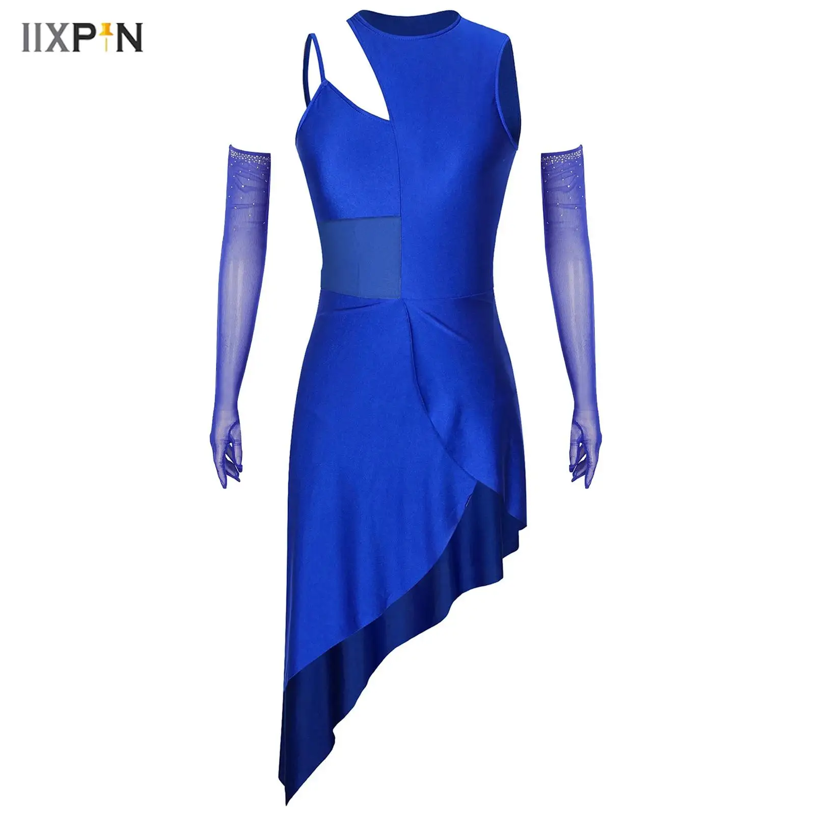 Women's Lyrical Dance Dress Irregular Mesh Patchwork Sleeveless Dress+Rhinestone Long Gloves Set for Figure Skating Performance
Women's Lyrical Dance Dress Irregular Mesh Patchwork Sleeveless Dress+Rhinestone Long Gloves Set for Figure Skating Performance