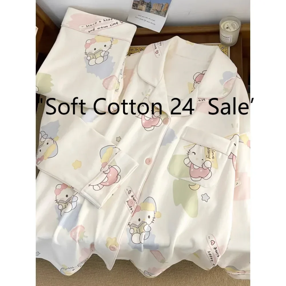Hello Kitty cartoon cute pajamas, spring and autumn cotton pajamas set, Hello Kitty loungewear set, Sanrio loungewear
Hello Kitty cartoon cute pajamas, spring and autumn cotton pajamas set, Hello Kitty loungewear set, Sanrio loungewear