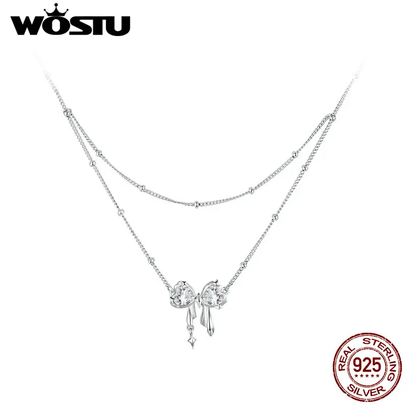 WOSTU Original 925 Sterling Silver Dazzling Bowknot Necklace Adjustable Chain Zircon For Women Wedding Party Gift Fine Jewelry
WOSTU Original 925 Sterling Silver Dazzling Bowknot Necklace Adjustable Chain Zircon For Women Wedding Party Gift Fine Jewelry