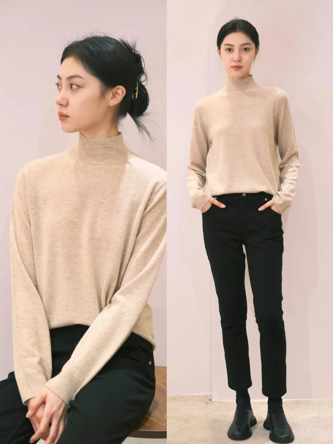 Autumn and winter women's semi-turtleneck cashmere long-sleeved knitted sweater, cashmere sweater
Autumn and winter women's semi-turtleneck cashmere long-sleeved knitted sweater, cashmere sweater
