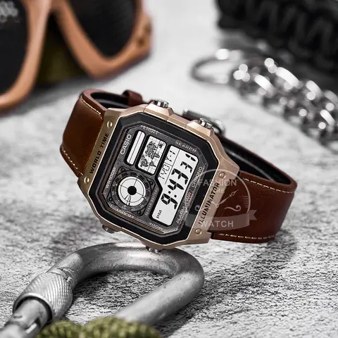 카시오 시계 폭발 방지 시계 남성용 세트 럭셔리 LED 군용 디지털 시계 스포츠 시계 남성용 AE-1200WHL-5A