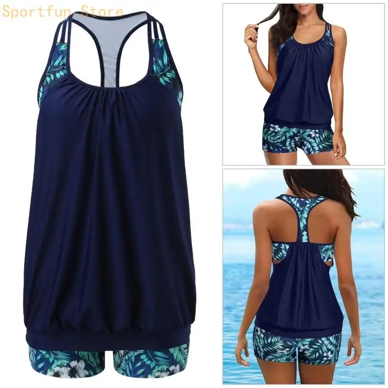 X7JD Women Ruched Tankini Swimsuit Set Two Piece Swimwears Bathing Suit with Scooped Neck Swim Top High Waist Board Shorts
X7JD Women Ruched Tankini Swimsuit Set Two Piece Swimwears Bathing Suit with Scooped Neck Swim Top High Waist Board Shorts